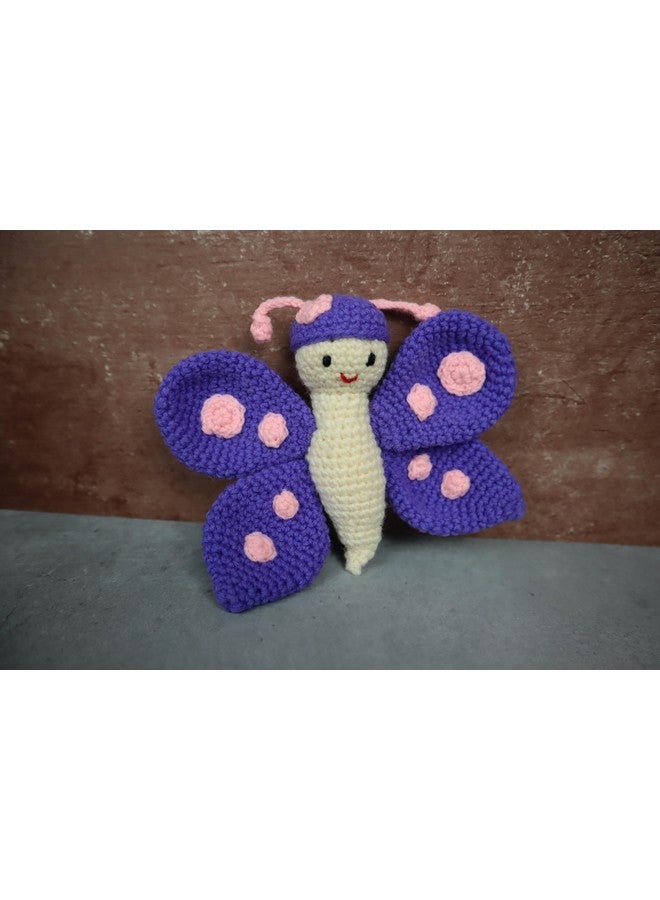 سوترا لعبة الفراشة الجميلة المحشوة من سوترا | أول مجموعة ألعاب كروشيه على شكل فراشة أرجوانية هدية عيد ميلاد لطفلك الصغير وأطفالك | لعبة كروشيه محشوة عضوية | ألعاب ناعمة مقاس 5X5.5 بوصة للرضع من البنات والأولاد - Image 3