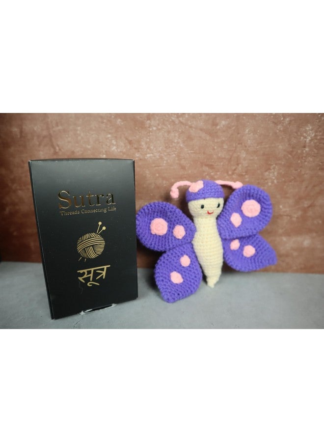 سوترا لعبة الفراشة الجميلة المحشوة من سوترا | أول مجموعة ألعاب كروشيه على شكل فراشة أرجوانية هدية عيد ميلاد لطفلك الصغير وأطفالك | لعبة كروشيه محشوة عضوية | ألعاب ناعمة مقاس 5X5.5 بوصة للرضع من البنات والأولاد - Image 2