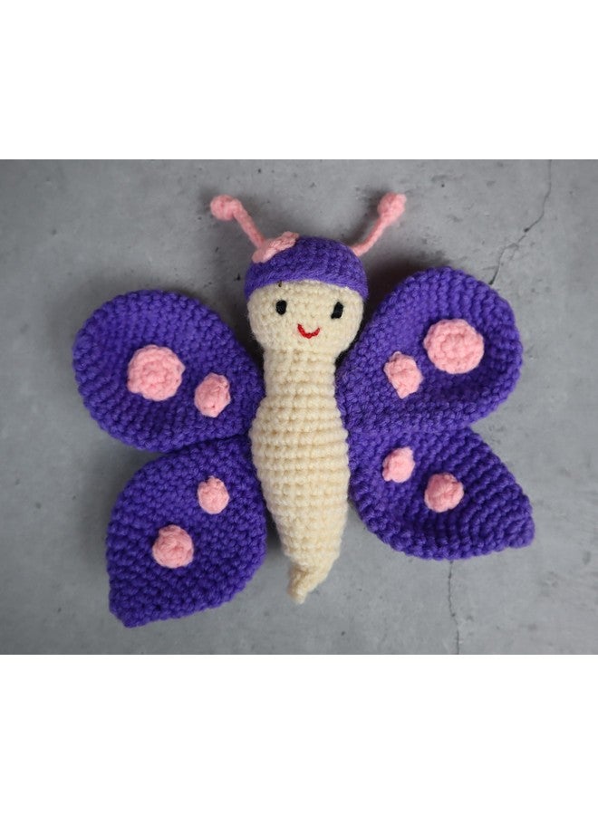 سوترا لعبة الفراشة الجميلة المحشوة من سوترا | أول مجموعة ألعاب كروشيه على شكل فراشة أرجوانية هدية عيد ميلاد لطفلك الصغير وأطفالك | لعبة كروشيه محشوة عضوية | ألعاب ناعمة مقاس 5X5.5 بوصة للرضع من البنات والأولاد - Image 1