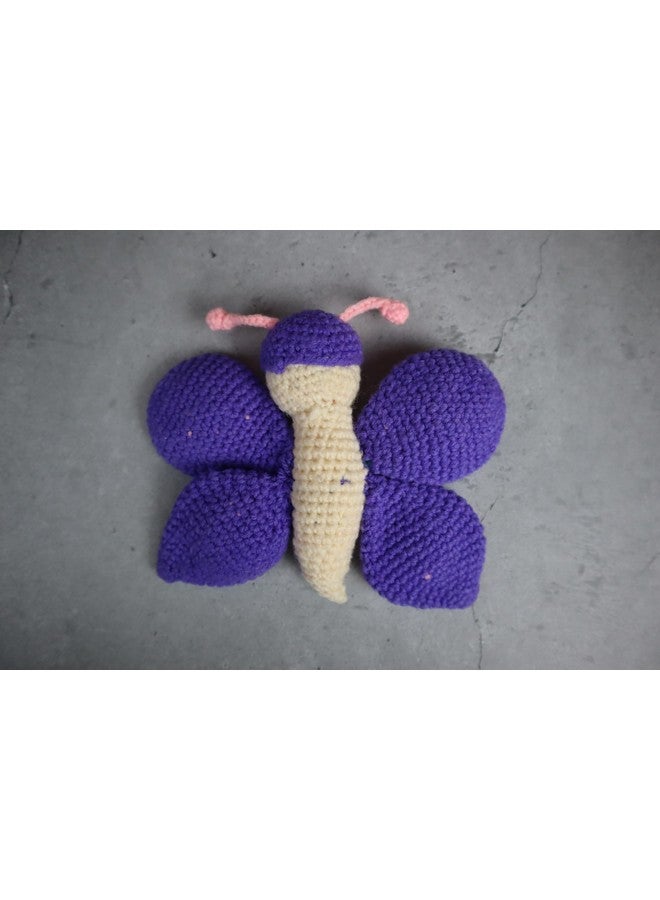 سوترا لعبة الفراشة الجميلة المحشوة من سوترا | أول مجموعة ألعاب كروشيه على شكل فراشة أرجوانية هدية عيد ميلاد لطفلك الصغير وأطفالك | لعبة كروشيه محشوة عضوية | ألعاب ناعمة مقاس 5X5.5 بوصة للرضع من البنات والأولاد - Image 5