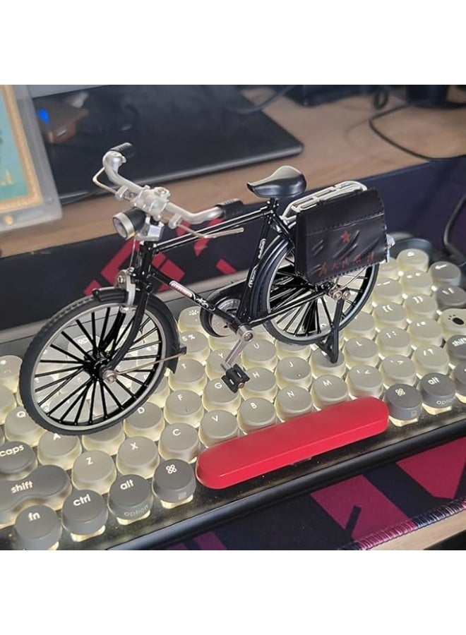 My souq Retro Mini Bicycle Model Diecast Metal Vintage Bike Toy with Tail Bag - Miniature Bicycle Figurine for Home Office Desktop Decor & Collection Black - Image 4