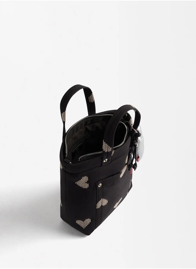 PARFOIS Color Block Tote Bag With Pendant