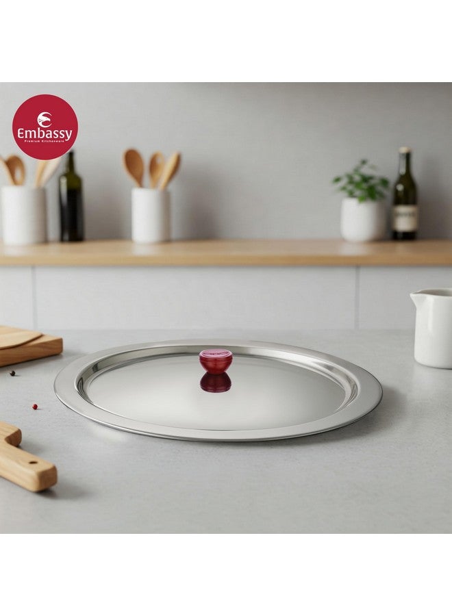 Embassy Stainless Steel Multipurpose Lid/Cover with Heat Resistant Knob | Diameter - 28.5 Centimetres | Size - 5 | Cover for Utensils, Tava, Topes, Kadhai, Pots and Pans - Image 3