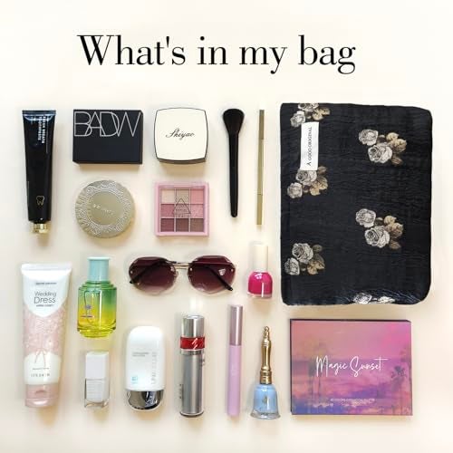 STARDW Aesthetic Floral Makeup Bag Cute Small Cosmetic Bags for Women Girls, Travel Toiletry Bag Large Capacity Zipper Makeup Pouch, Purse Organizer Pouches (Rose Vintage) - Image 4