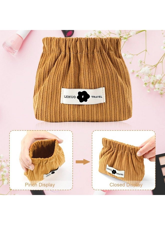 VIBRALall Pouches for Women Girls, Travel Mini Makeup Pouch, Corduroy Coin Pouch, Squeeze-Open Lipstick Jewelry Storage Bag Hair Accessories Organizer Cosmetic Bag Travel Organizer - Image 2