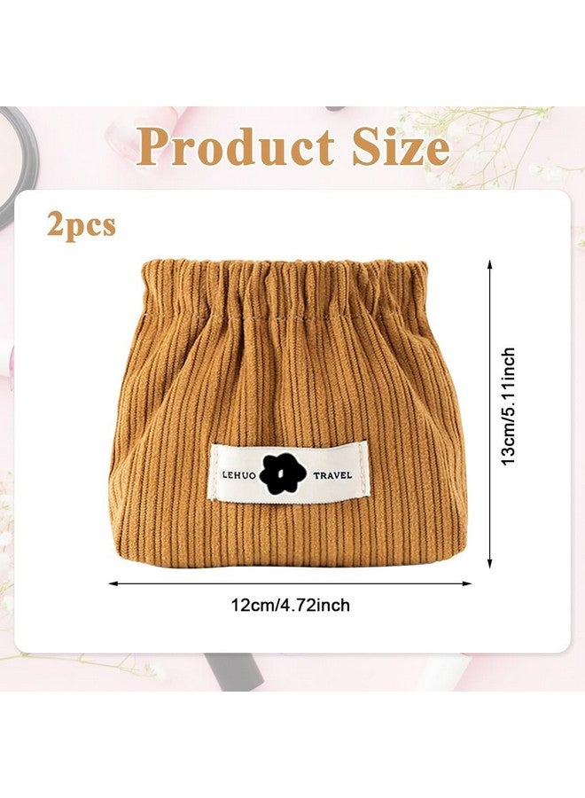 VIBRALall Pouches for Women Girls, Travel Mini Makeup Pouch, Corduroy Coin Pouch, Squeeze-Open Lipstick Jewelry Storage Bag Hair Accessories Organizer Cosmetic Bag Travel Organizer - Image 5