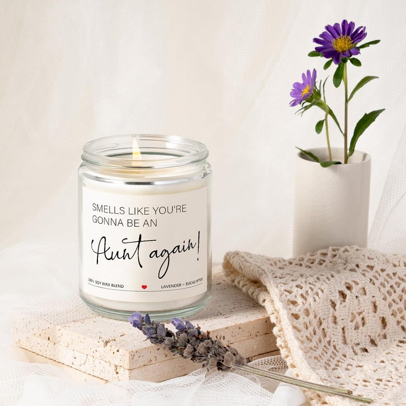 Elequaint Pregnancy Announcement for Aunt  Lavender Scented Candles Baby Reveal Gifts for Auntie Sister Friend Promoted to Aunt Ideas - Image 5