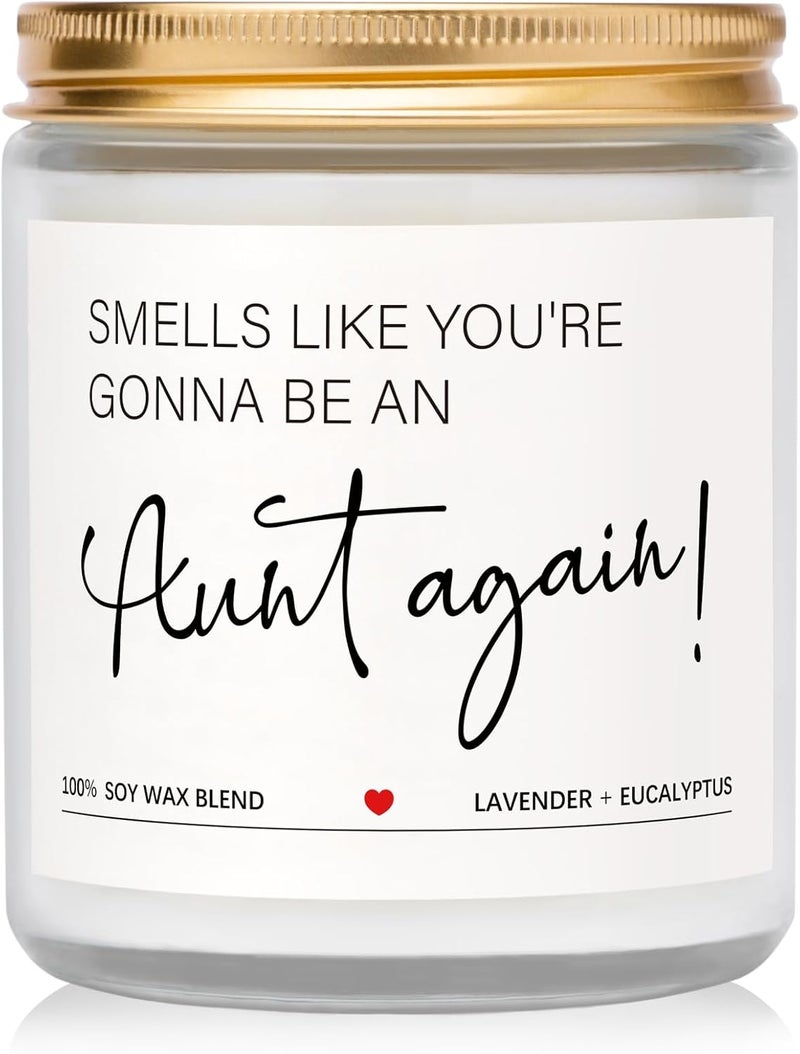 Elequaint Pregnancy Announcement for Aunt  Lavender Scented Candles Baby Reveal Gifts for Auntie Sister Friend Promoted to Aunt Ideas - Image 1