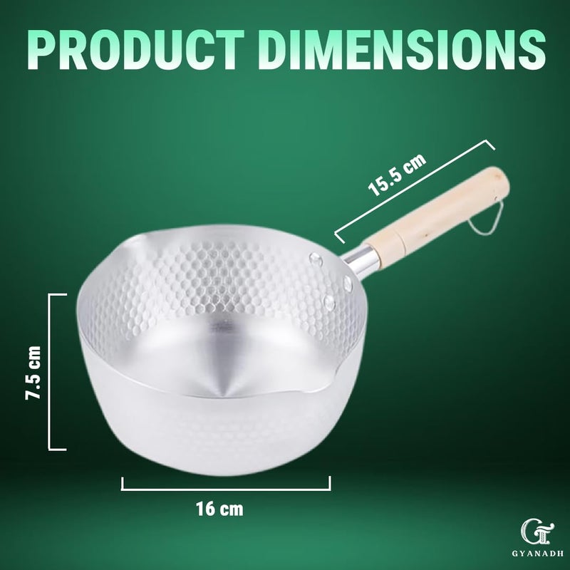 Gyanadh Gyanadh Versatile Non-Stick Yukihira Pot Stainless Steel Milk Pot with Wooden Handle and Pouring Spout�Ideal for Soups, Noodles, and Melting Sugar & Chocolate, Induction Ready.  - Image 2