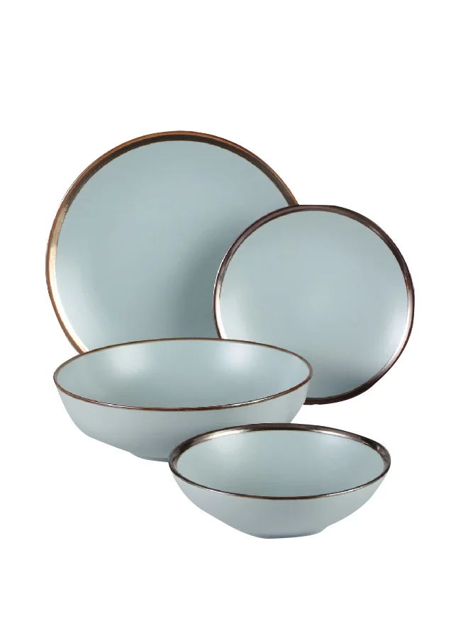 Bien Servi 19-Piece Dine in Style Porcelain Dinner Set Aqua Green ST81-S19-BL