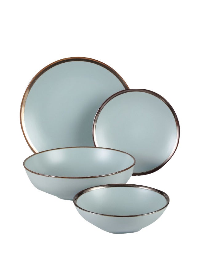 19-Piece Durable Stoneware Dinner Set Blue 28 x 28 x 33.8 cm ST81-S19-BL