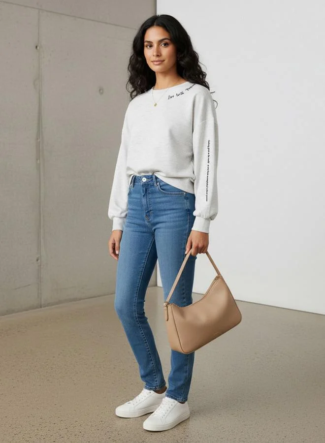 سبلاش فيڤ Regular Fit Sweatshirt with Slogan Print