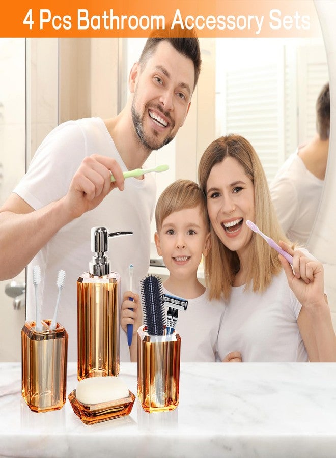 Cevly مجموعة ملحقات الحمام، مجموعة ملحقات حمام من 4 قطع أكريليك، موزع لوشن، طبق صابون، حامل فرشاة أسنان، كوب، منظم سطح الطاولة، مجموعة ديكور الحمام - Image 2