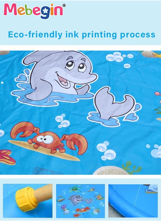 Generic - Inflatable Splash Pad, Kiddie Pool with Colorful Animal Patterns, Thickened Anti-slip Sprinkler Pad for Kids and Pets, Adjustable Water Spray Height, Easy to Transport and Store, Perfect for Playing - Image 1