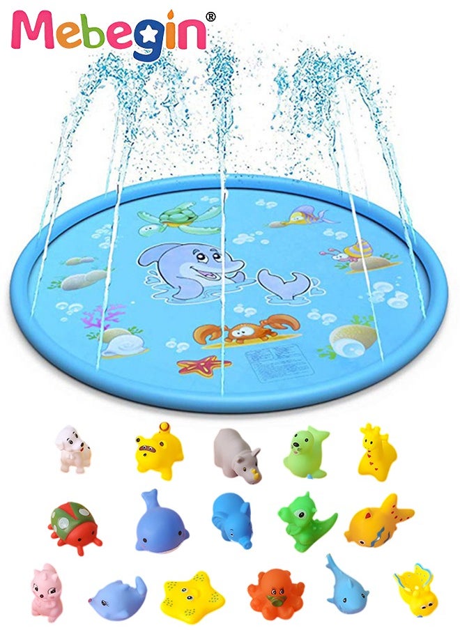 Generic - Inflatable Splash Pad, Kiddie Pool with Colorful Animal Patterns, Thickened Anti-slip Sprinkler Pad for Kids and Pets, Adjustable Water Spray Height, Easy to Transport and Store, Perfect for Playing - Image 1