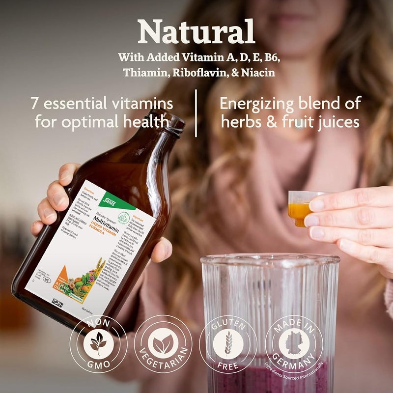 Floradix فلوراديكس إيبريسات فيتامينات متعددة للبالغين سائل يومي مع فيتامين أ وحليب الشوك المزيد من العافية دعم الطاقة دعم صحة الكبد نباتي غير معدل وراثيًا 169 أونصة سائلة - Image 3