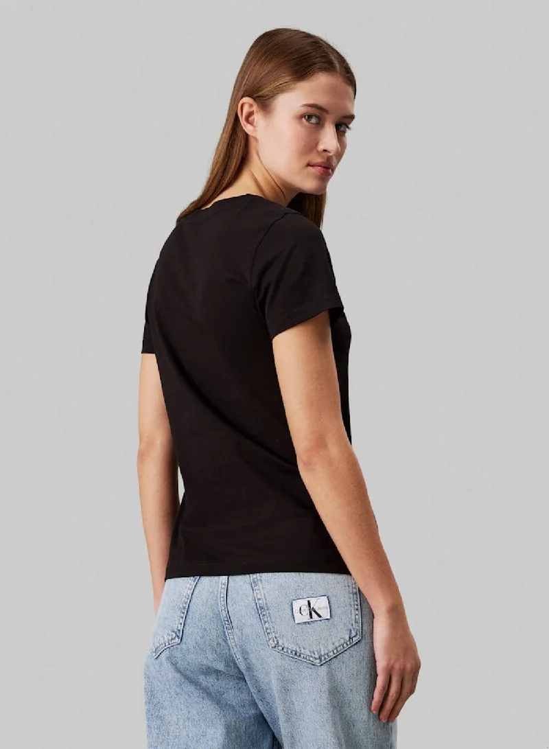 Calvin Klein Jeans Women's 2 Pack Slim T-Shirts - Cotton jersey, Black