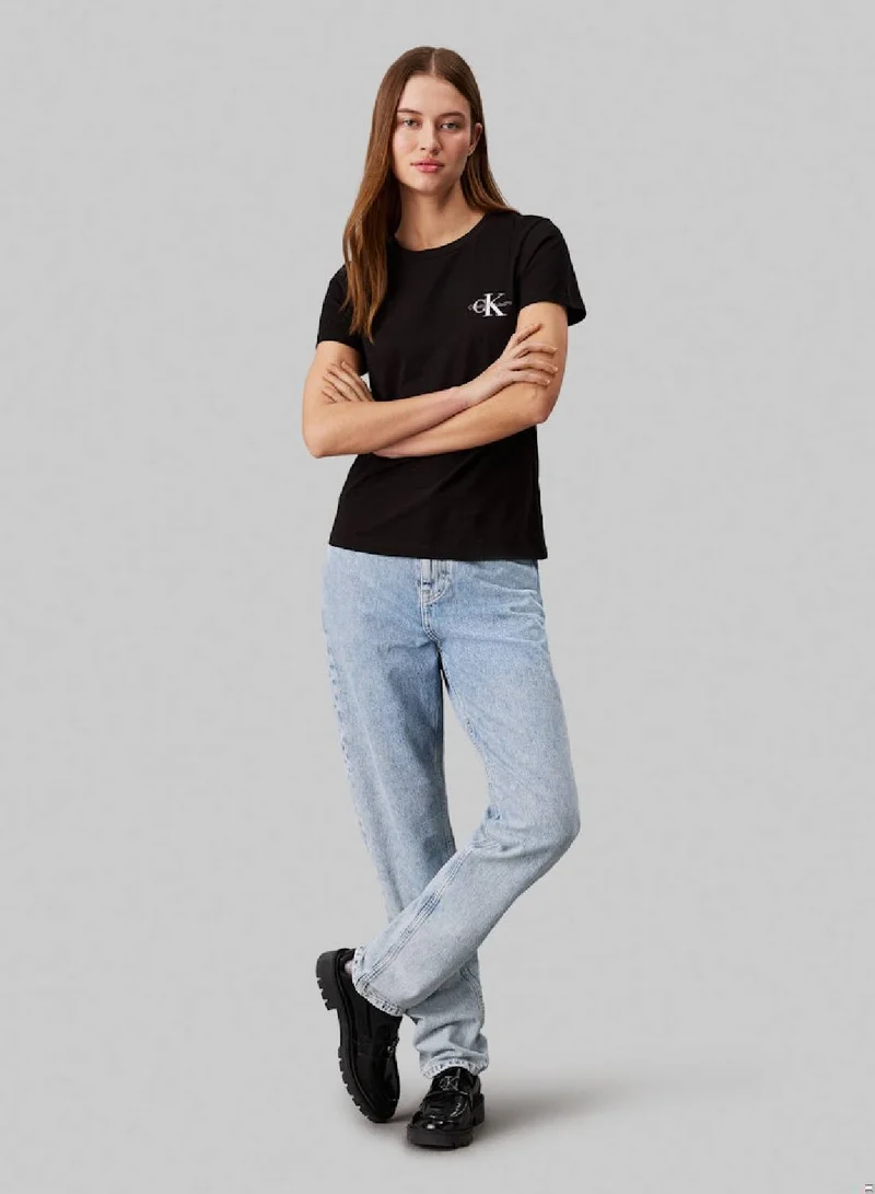 Calvin Klein Jeans Women's 2 Pack Slim T-Shirts - Cotton jersey, Black