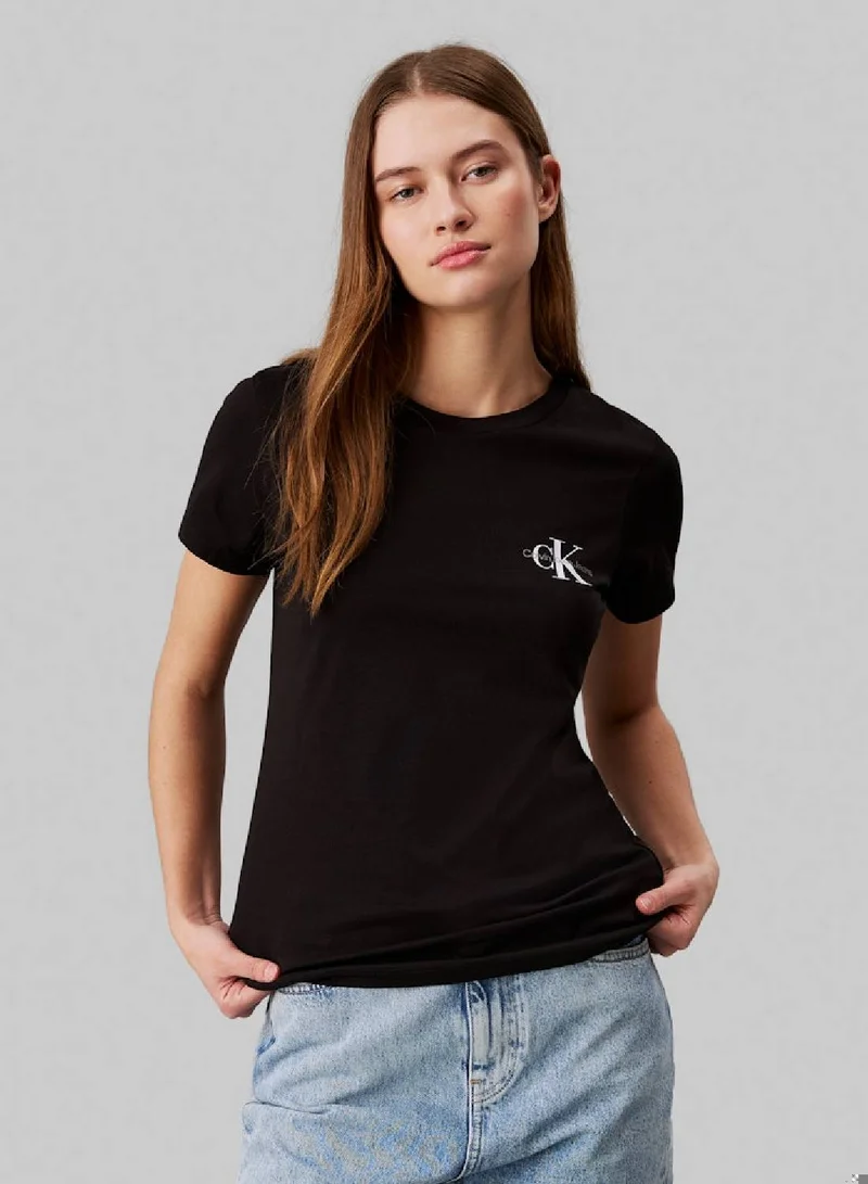 Calvin Klein Jeans Women's 2 Pack Slim T-Shirts - Cotton jersey, Black