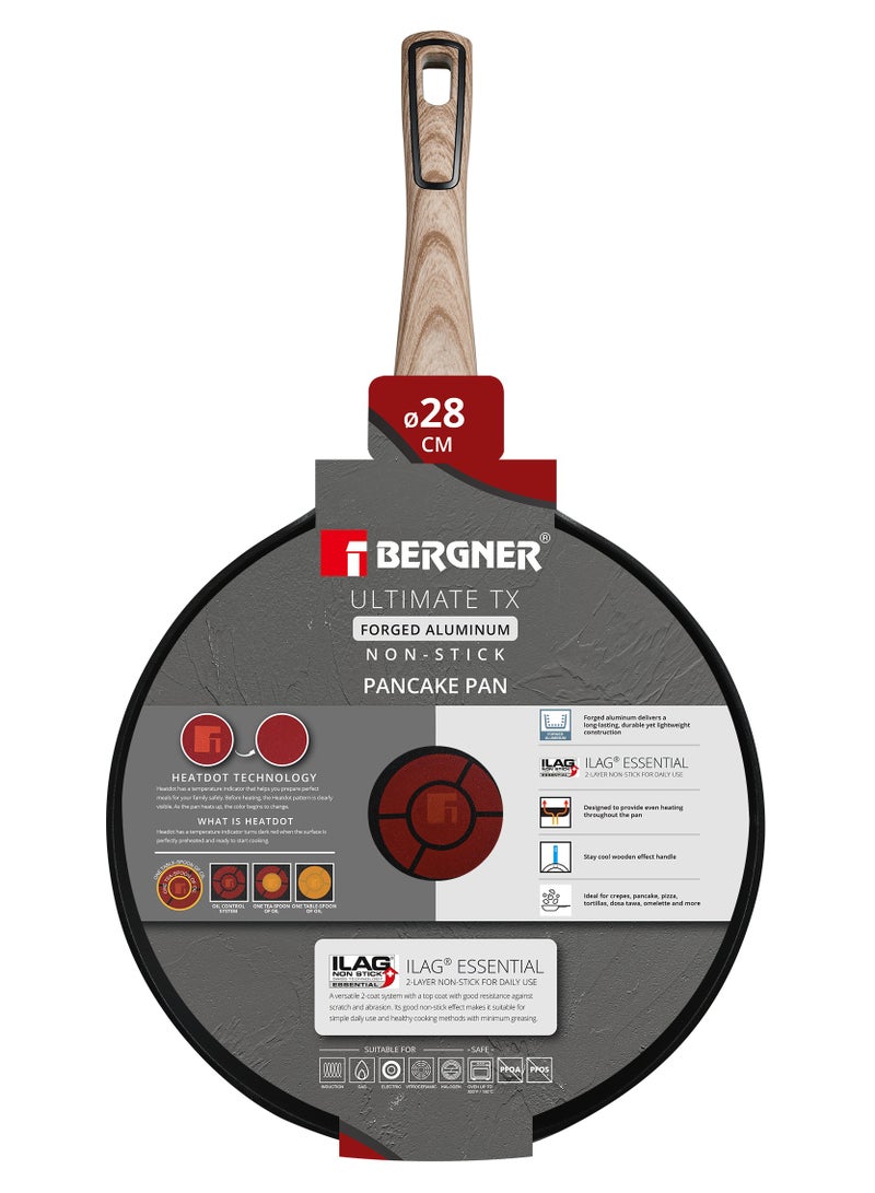 BERGNER ULTIMATE TX FORGED ALUMINUM PANCAKE 28 CM WITH HEATDOT TECHNOLOGY, INDUCTION BOTTOM, GREY COLOR, BG36179GY - Image 4