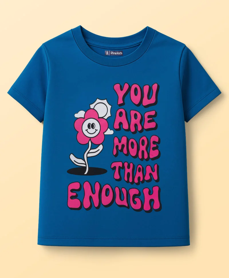 Pine Kids Pine Kids Cotton Knit Half Sleeves T-Shirts with Text Graphic Pack of 3 - Navy Blue Pink & White