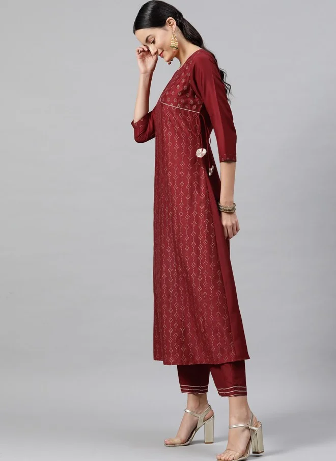 Indo Street Ethnic Motif Printed Kurta Set For Women