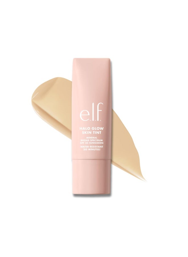 elf e.l.f. Halo Glow Skin Tint SPF 50, Tinted Moisturizer For Light, Buildable Coverage, Creates A Natural Glow, Vegan & Cruelty-Free, 4 Light Neutral 30ml - Image 1