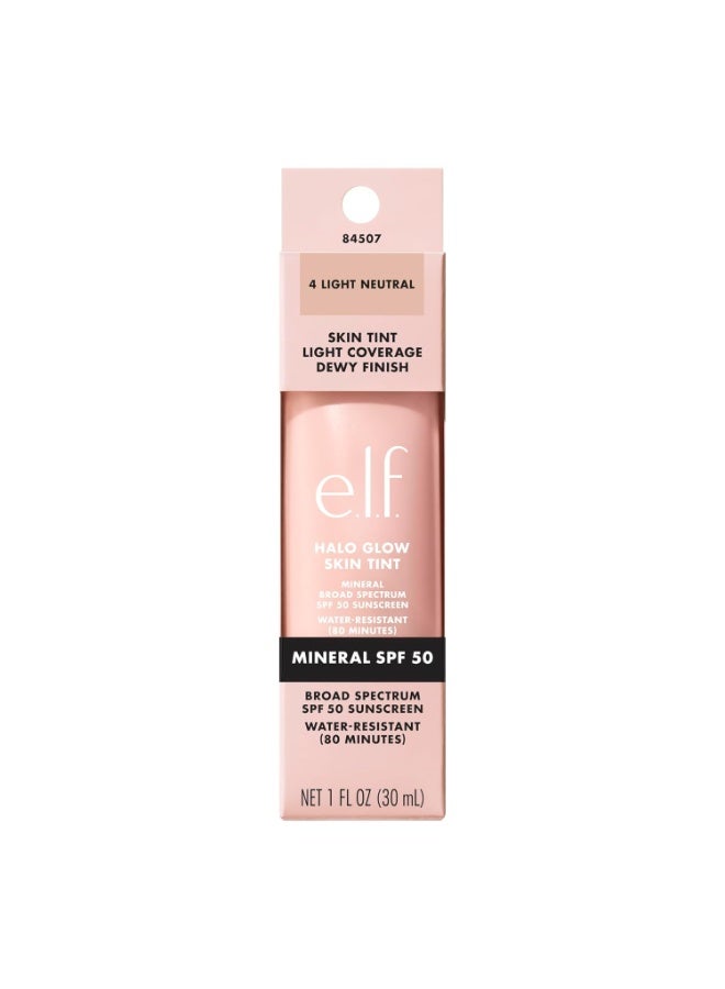 elf e.l.f. Halo Glow Skin Tint SPF 50, Tinted Moisturizer For Light, Buildable Coverage, Creates A Natural Glow, Vegan & Cruelty-Free, 4 Light Neutral 30ml - Image 2