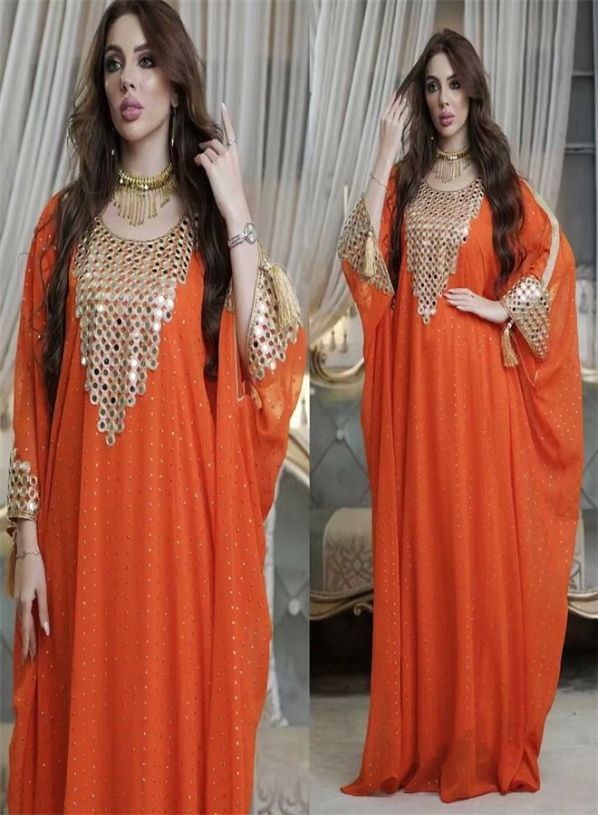 Loquat Women's Fashionable Oversize Dress Orange 