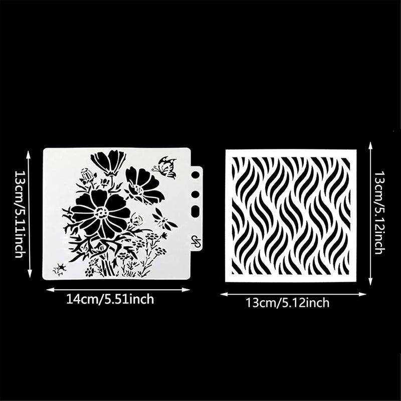 FVVMEED 5 Pieces Cookie Stencils Cake Decorating Stencil Reusable Plastic Painting Templates Powdered, Baking Molds for Children Creation DIY Craft Wedding Birthday Party Scrapbooking Drawing - Image 3