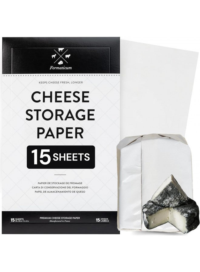 Formaticum Cheese Storage Wax Coated Paper - Porous Wax Sheets From France - Keep Cheese or Charcuterie Fresh - Professional Grade Cheese Paper for Wrapping Cheese - 11 x 14 (15 Sheets with Labels) - Image 1