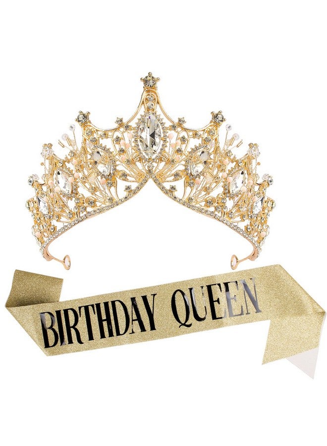 Velscrun Happy Birthday Crown And Tiaras For Women Tiara And Sash Set Happy Birthday Decorations For Women Birthday Gifts Birthday Accessories For Women - Image 1