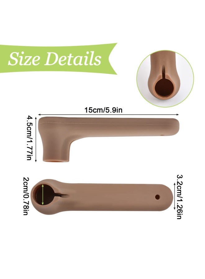 2 Pcs Brown Silicone Door Handle Covers – Anti‑Static Soft Door Knob Glove Protector for Flat Square Door Levers, 15x4.5 cm - Image 2