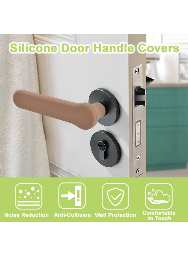 2 Pcs Brown Silicone Door Handle Covers – Anti‑Static Soft Door Knob Glove Protector for Flat Square Door Levers, 15x4.5 cm - Image 3