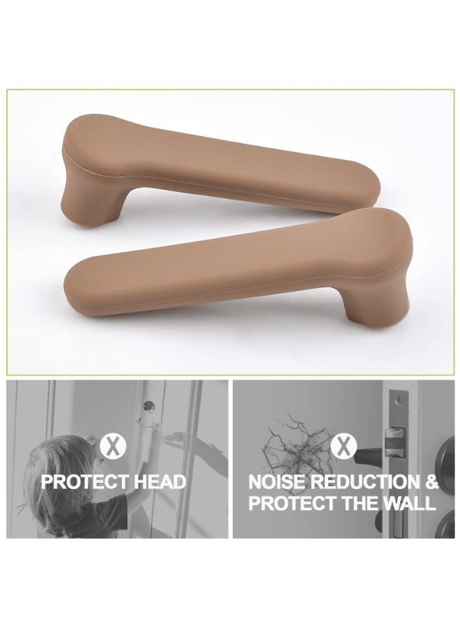 2 Pcs Brown Silicone Door Handle Covers – Anti‑Static Soft Door Knob Glove Protector for Flat Square Door Levers, 15x4.5 cm - Image 5