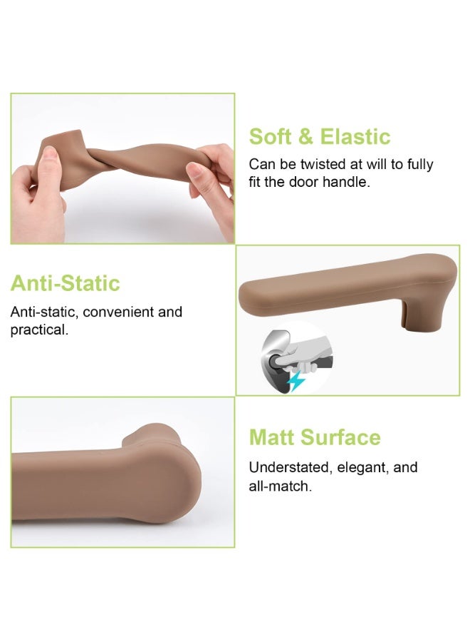 2 Pcs Brown Silicone Door Handle Covers – Anti‑Static Soft Door Knob Glove Protector for Flat Square Door Levers, 15x4.5 cm - Image 4