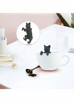 KASTWAVE Cat Tea Infuser, Tea Infuser, Silicone Tea Strainer, Tea Filter,Tea Ball,   Cat Shape, Tea Filter, Reusable Cartoon Tea Strainer, 100% BPA (Grey and Black) Pack of 2  - Image 3