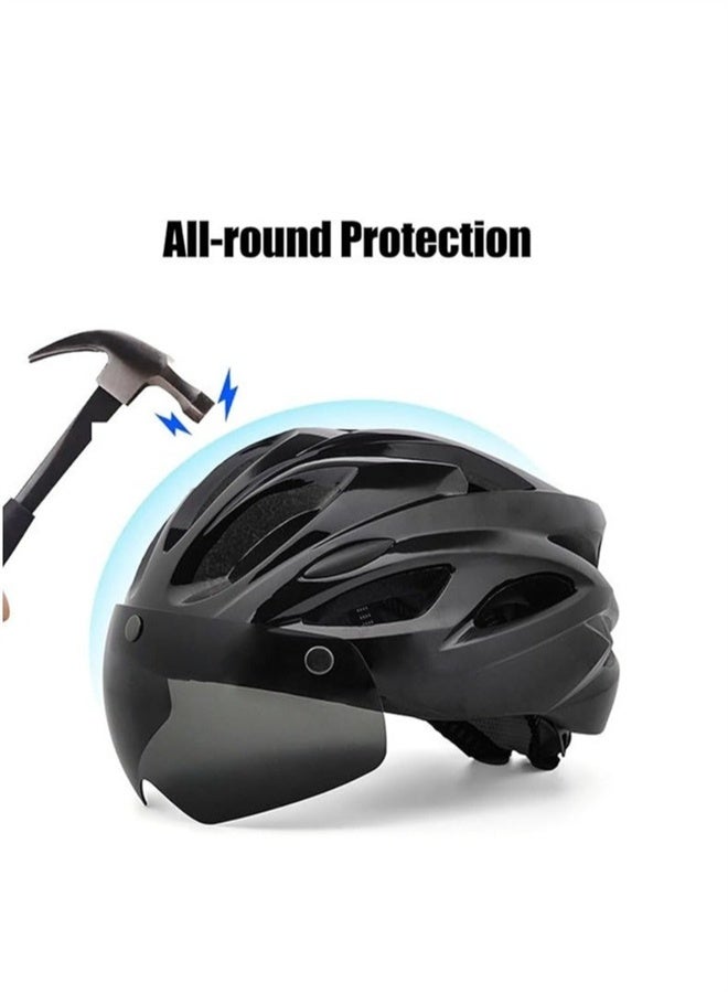 HOMESTAR Adult bicycle helmet, adjustable mountain riding safety helmet with detachable magnetic goggles, suitable for both men and women，Black - Image 4