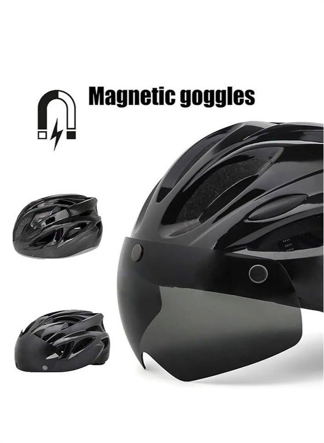 HOMESTAR Adult bicycle helmet, adjustable mountain riding safety helmet with detachable magnetic goggles, suitable for both men and women，Black - Image 5