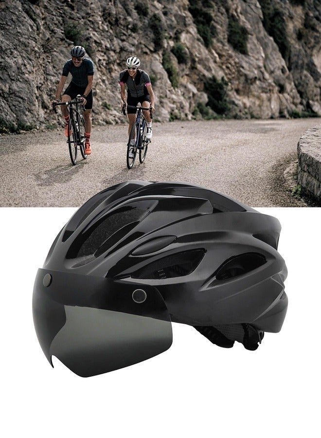 HOMESTAR Adult bicycle helmet, adjustable mountain riding safety helmet with detachable magnetic goggles, suitable for both men and women，Black - Image 2