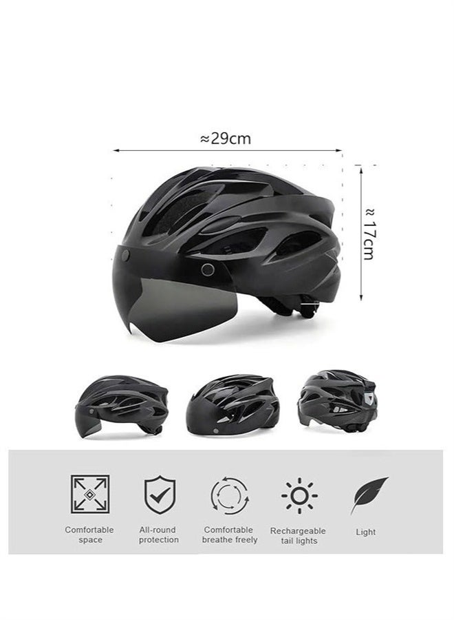 HOMESTAR Adult bicycle helmet, adjustable mountain riding safety helmet with detachable magnetic goggles, suitable for both men and women，Black - Image 3