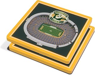 YouTheFan YouTheFan NFL 3D Team StadiumViews 4x4 Coasters - Set of 2, Green Bay Packers, 4" x 4", Team Color  - Image 1