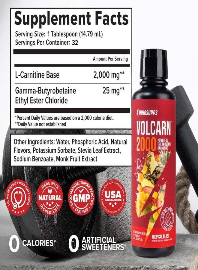 InnoSupps Volcarn 2000 - L-CARNITINE Advanced Energy Liquid | ATP Enhancer with GBEEC | Boosts Energy, Enhances Focus, Caffeine Free, No Artificial Sweeteners | 32 Servings (Tropical Blast) - Image 3