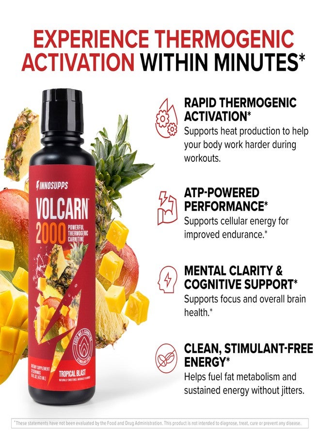 InnoSupps Volcarn 2000 - L-CARNITINE Advanced Energy Liquid | ATP Enhancer with GBEEC | Boosts Energy, Enhances Focus, Caffeine Free, No Artificial Sweeteners | 32 Servings (Tropical Blast) - Image 4
