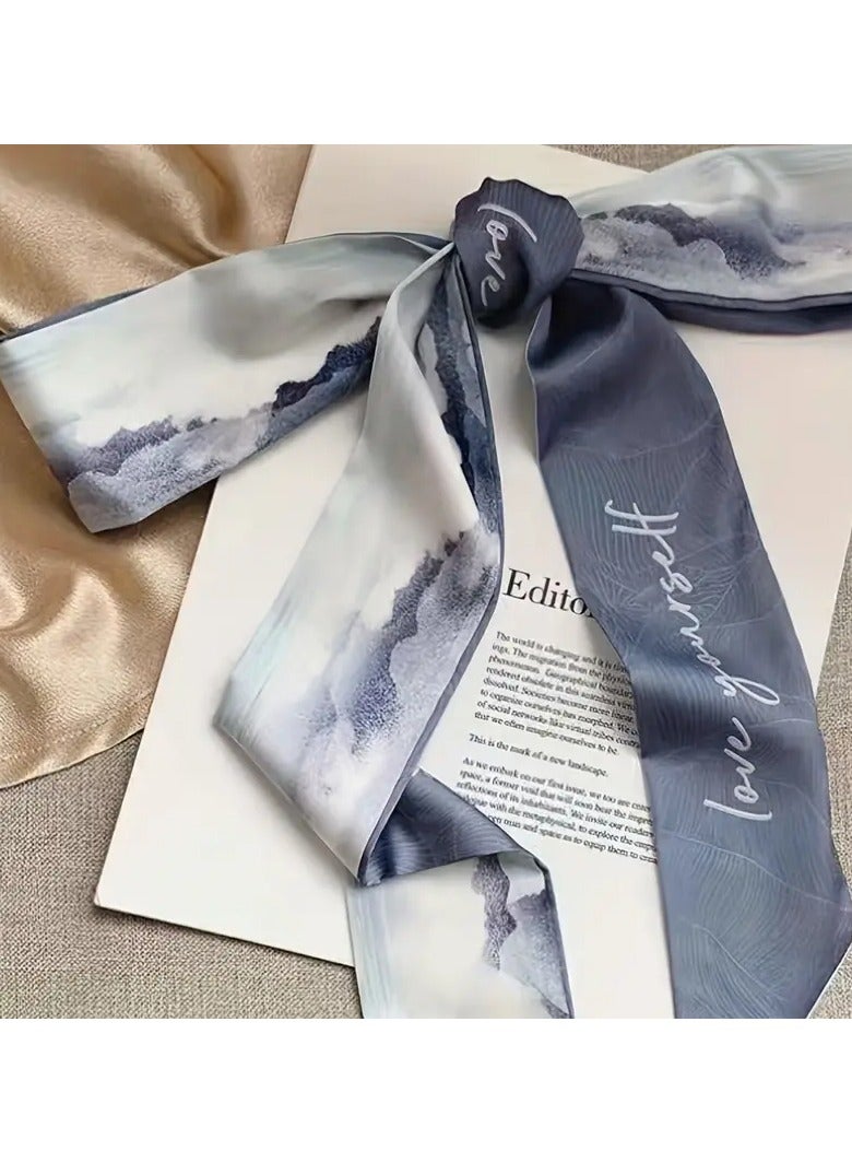 Rozino 8pcs Oil Painting Silky Scarf Tied Headband Vintage All Match Hair Ties Elegant Hair Accessories For Women Girls For Daily Decoration - Image 5