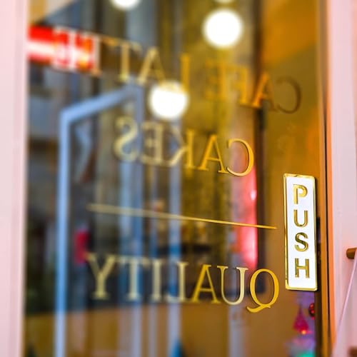 Paynads Push Pull Golden White Glass Door Acrylic Signage Sticker, Self-Adhesive Door Sign Sticker for Office, Stores, Cafe, Hotel, Restaurant, Business & Shop - 5.9 Inch x 2 Inch (Acrylic) - Image 4