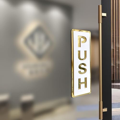 Paynads Push Pull Golden White Glass Door Acrylic Signage Sticker, Self-Adhesive Door Sign Sticker for Office, Stores, Cafe, Hotel, Restaurant, Business & Shop - 5.9 Inch x 2 Inch (Acrylic) - Image 5