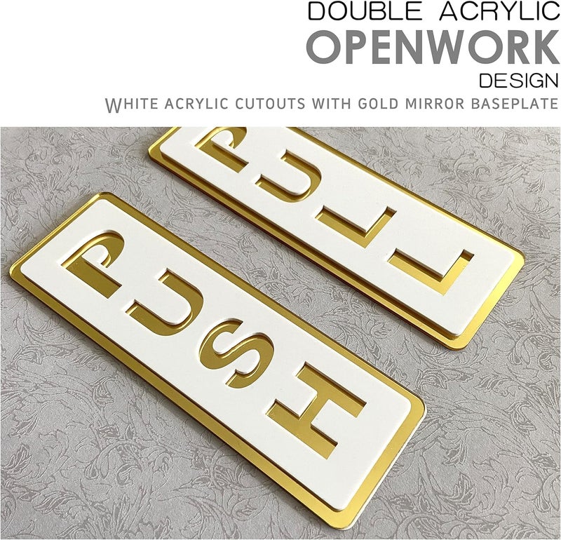 Paynads Push Pull Golden White Glass Door Acrylic Signage Sticker, Self-Adhesive Door Sign Sticker for Office, Stores, Cafe, Hotel, Restaurant, Business & Shop - 5.9 Inch x 2 Inch (Acrylic) - Image 2