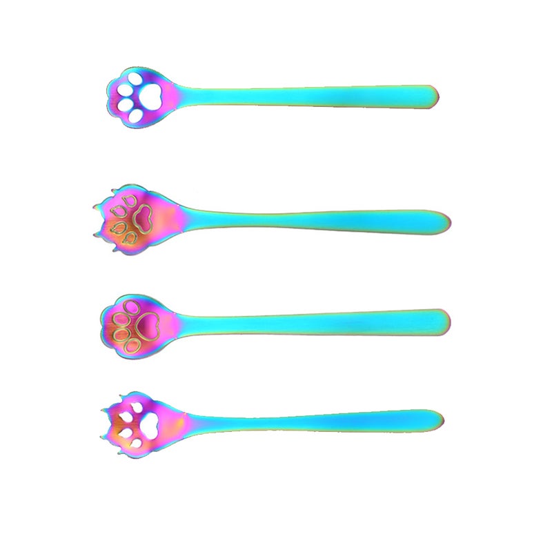 🍽️ طقم ٤ ملاعق ستانلس ستيل للتقليب مع مصفاة شكل مخلب حيواني ملون - Image 5