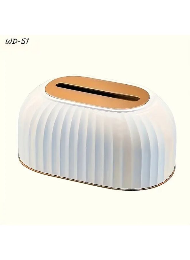 Luxury Golden Tissue Box With Lift Top Lid Cloud White Modern Rectangular Design - Image 1